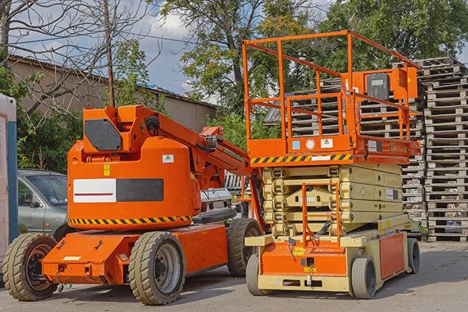 forklift in action at busy industrial warehouse in Bridgewater NY